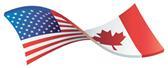 Image of USA and Canada flags intertwined